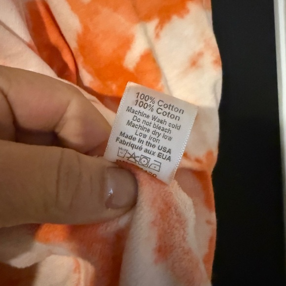 Clare V Orange and White Tie-Dye Short Sleeve Top - Picture 6 of 8